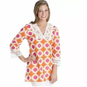 Mud pie bliss tunic pink/orange honeycomb tunic